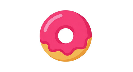 A simple vector illustration of a sweet donut with pink glaze icing. Delicious dessert pastry or breakfast snack concept.