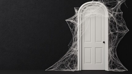 Creepy gothic archway with cobwebs, Halloween horror inspired dark texture, spooky digital backdrop