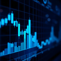 Technology background picture, financial graph, stock market graph side view screen