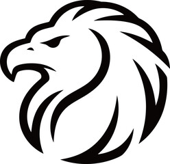 A stylized eagle or hawk head vector logo in black and white, conveying strength, power, and freedom.