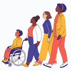 Illustration of a diverse group of people collaborating and interacting