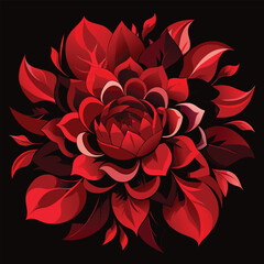  Deep red flower in black background vector
