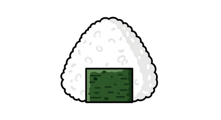 Onigiri Japanese rice ball with nori seaweed. Simple cartoon vector icon of traditional Asian cuisine, isolated on a white background.