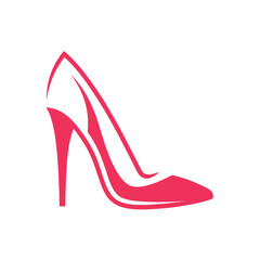 Pink High Heel Shoe Silhouette Isolated on White Background vector