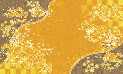 金運を上げる金色の和風壁紙素材。PC画面にも最適。