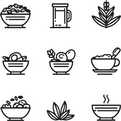 Oatmeal black Line Editable Icons set