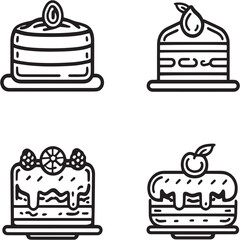 Key Lime Pie Black Line Editable Icons set