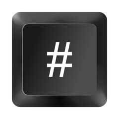 Keyboard Key # – Hash Symbol Button Isolated on White Background 