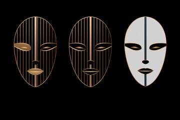 Robot head design featuring a golden outline against a dark background for a striking visual impact