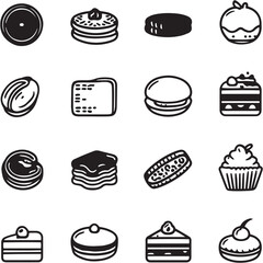 Oreo Madness Black Line Editable Icons set