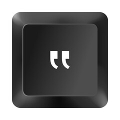 Computer Keyboard Button Left Quotation Marks Key Isolated on White Background