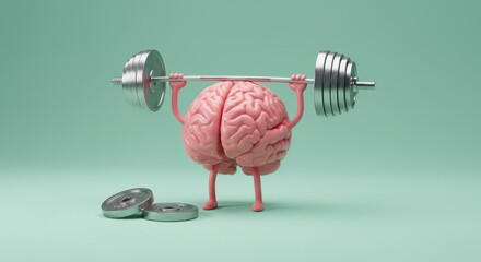 Brain Powerlifting: A visual metaphor of a brain lifting weights, representing mental strength, focus, and the power of thought