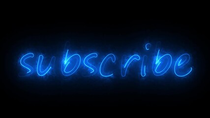 subscribe text icon animation glowing neon business banner sign font letter word template signboard poster on black background.4k video - Powered by Adobe