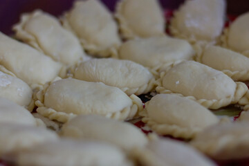 Homemade Raw Dumplings Close-Up
