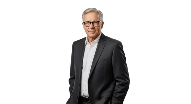 Confident Senior Businessman Portrait on White Background