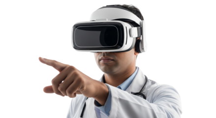 Medical Professional Using VR Headset for Future of Digital Health Innovation