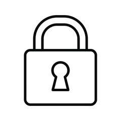 Padlock Icon Simple Black Line Art Security Symbol for Website App and Design