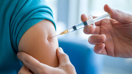 Expert administering vaccine injection to patient's arm, promoting health and wellness