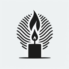 Obraz premium Stylized candle illustration with flame and lines in black on a light background