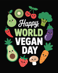 World Vegan Day, World Vegan t-shirt design, Vector Design