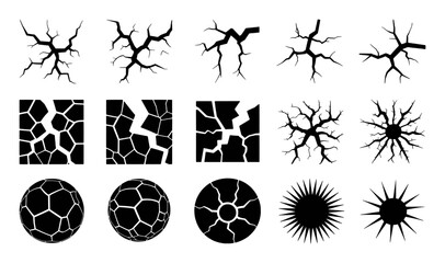 Collection of Cracked Surface and Spherical Designs in Black and White © Parvej stock