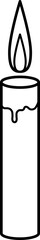 Candle Outline Icon — Burning Candle with Dripping Wax Vector