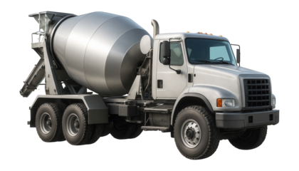 Concrete mixer truck in multiple views.