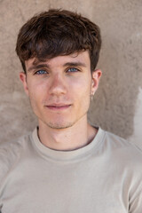 Obraz premium Portrait of attractive young man with blue eyes.