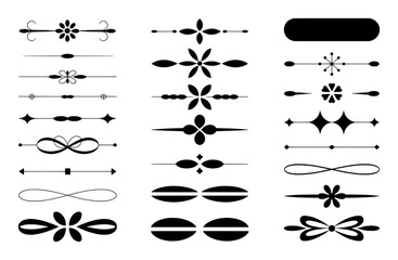 Fototapeta premium Collection of Decorative Black and White Ornate Dividers and Ornaments