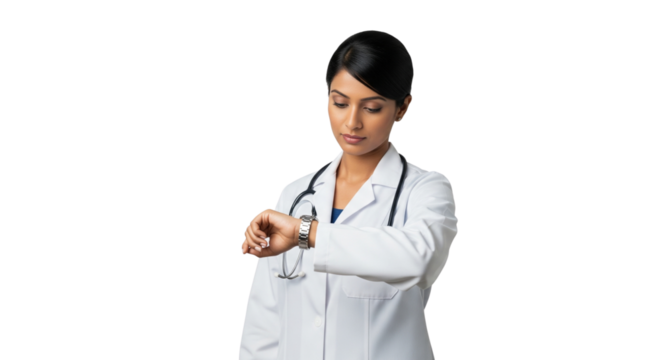 Female Doctor Checking Time on Smartwatch | Healthcare Time Management