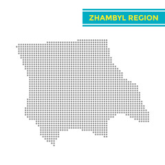 Dotted map of Zhambyl Region in Kazakhstan