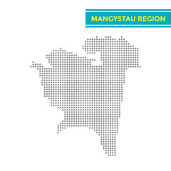 Dotted map of Mangystau Region in Kazakhstan
