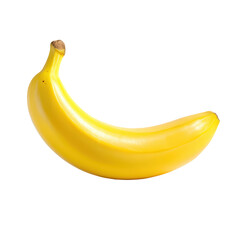 Single, ripe yellow banana with brown tip, isolated on black background