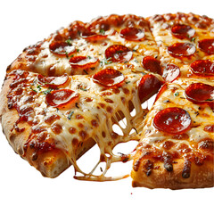 Fresh baked cheesy pepperoni pizza high resolution picture