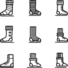 Leg Warmers black Line Editable Icons set