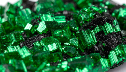 Vibrant Green Crystals Closeup