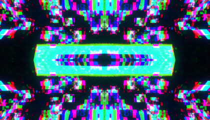 Vibrant Neon Geometric Glitch Art Pattern