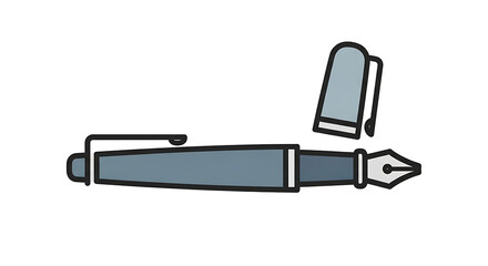 Classic fountain pen icon for creative writing and calligraphy. Elegant stationery and office supply vector illustration.