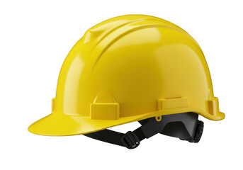 Fototapeta premium Bright yellow hard hat safety helmet for construction workers isolated on transparent background