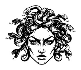 Medusa Gorgon Head – Vintage Engraved Vector