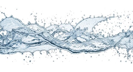 A clear water splash with droplets on a white background gourmet, delicious, cuisine, food photography, background