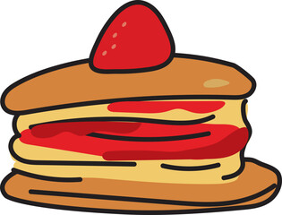 Pancakes with Syrup Cartoon in Cute Kawaii Hand-Drawn Doodle Style for Kids, Fun Clipart for Creative Projects and Learning Materials