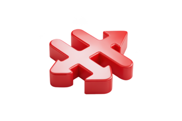 Red directional arrows pointing in various directions on black