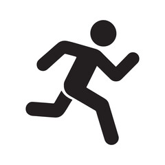 Running Athlete Silhouette Icon Vector on White Background