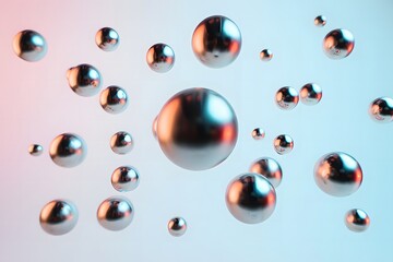 Floating chrome spheres with soft gradient lighting