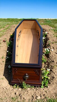 Open casket in a grave