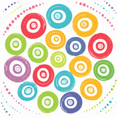 Bold brush drawn colorful spirals and swirls. Hand drawn vector geometric circular elements.