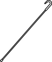 Obraz premium Walking stick silhouette line art isolated on white background