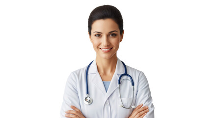 Fototapeta premium Confident Smiling Female Doctor Portrait with Stethoscope - Healthcare Professional