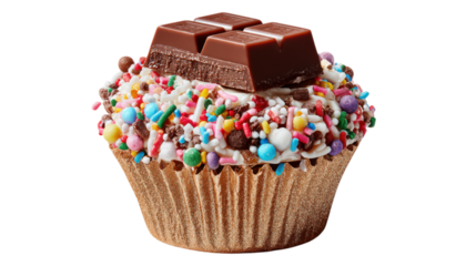 Indulge in Sweetness A Decadent Cupcake Adorned with Chocolate and Sprinkles A Delightful Treat for Any Occasion